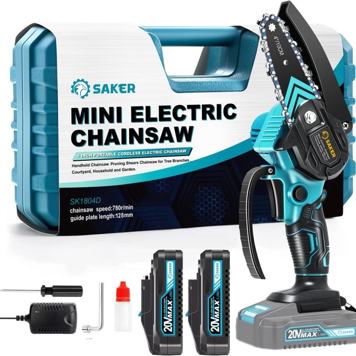 Saker Mini Chainsaw,Portable Electric Chainsaws Cordless,Small Handheld Chain Saw Pruning Shears Chain Saws for Tree Branches,Christmas Gifts for for Men Dad Husband Women,Courtyard and Garden