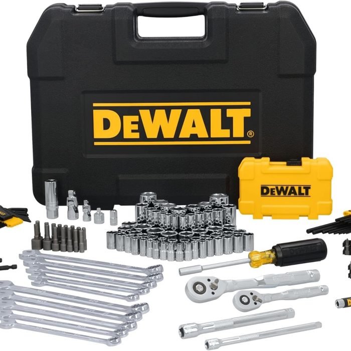DEWALT 142 Piece Mechanics Tool Set, 1/4 Inch and 3/8 Inch Drive, SAE and Metric (DWMT45425)