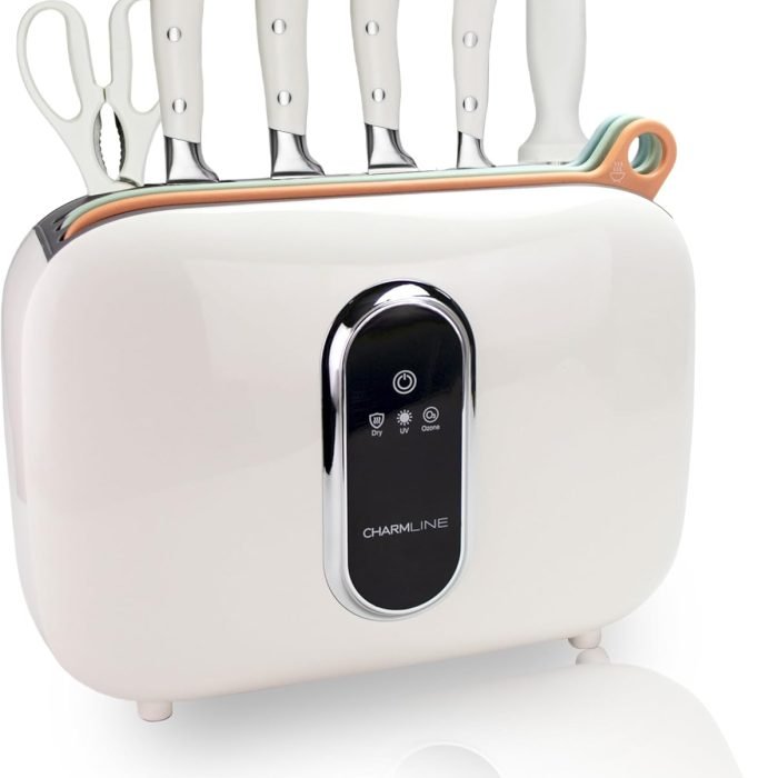 Charmline Smart Cutting Board and Knife Set with Holder. Double Cleaning and Drying Function. Space Saving Smart Home Gadgets. Keeping Kitchen Clean and Tidy