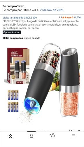 CIRCLE JOY Rechargeable Salt and Pepper Grinder Set Gravity Electric Salt and Pepper Grinder Set. LED Light. Adjustable Coarseness. for Home Kitchen BBQ. Black & White photo review