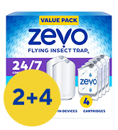 Zevo 2 Flying Insect Traps & 2 Refill Cartridges - Plug in Fly Trap & Indoor Bug Catcher for Gnats. House & Fruit Flies - Blue & UV Light Technology. Mess-Free Alternative to Bug Zapper