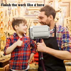 TOKKOT Thor Hammer Tool Box. Multifunctional Home Repair Tool Set Excellent Hand Tool Novelty Gift for Men as Halloween Prop Cosplay Hammer (Silver)