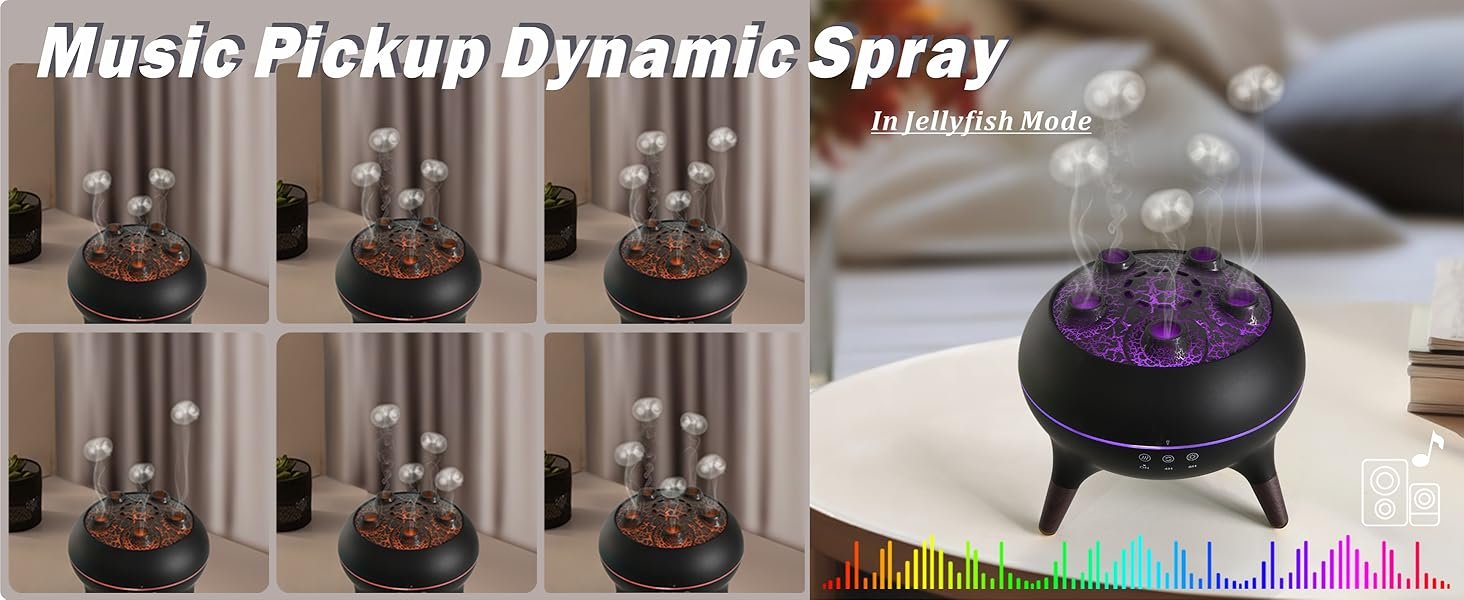 Essential Oil Diffuser 250ML Dancing Jellyfish Aromatherapy Diffuser Humidifier with 7 Colors LED Lights.Remote Control.Plug in for Bedroom.Office (White)