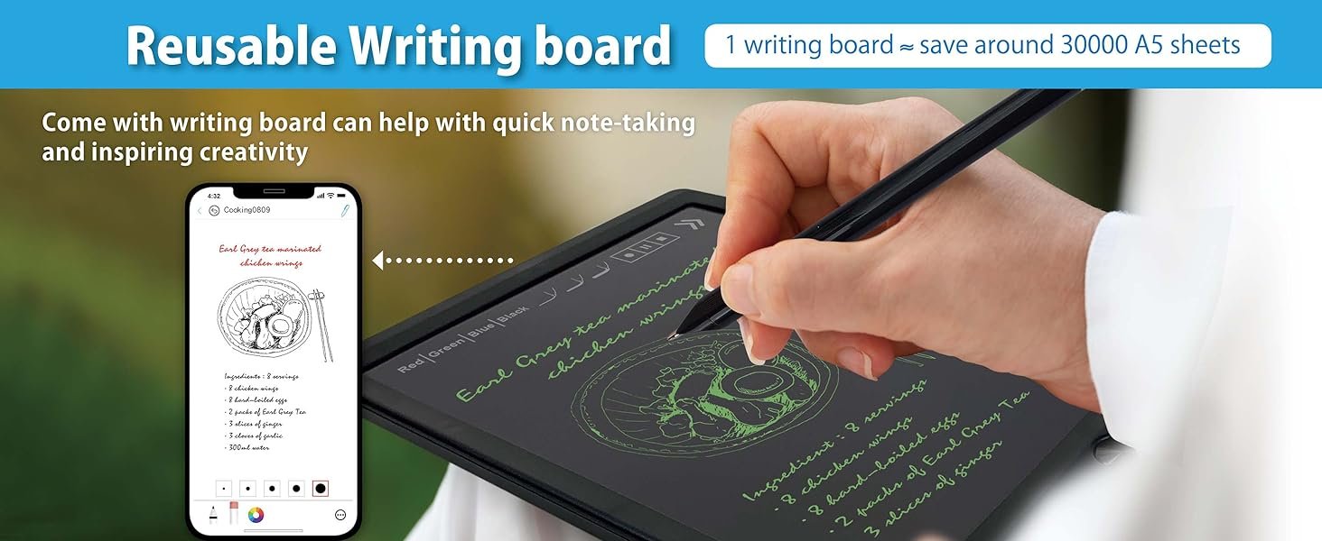 Smart Sync Pen for Note Taking with Notebook and Writing Board.Real-time Sync for Digitizing.Convert to Text.Storing.Sharing Paper Notes via APP on Smartphone/IPAD (Android and iOS)