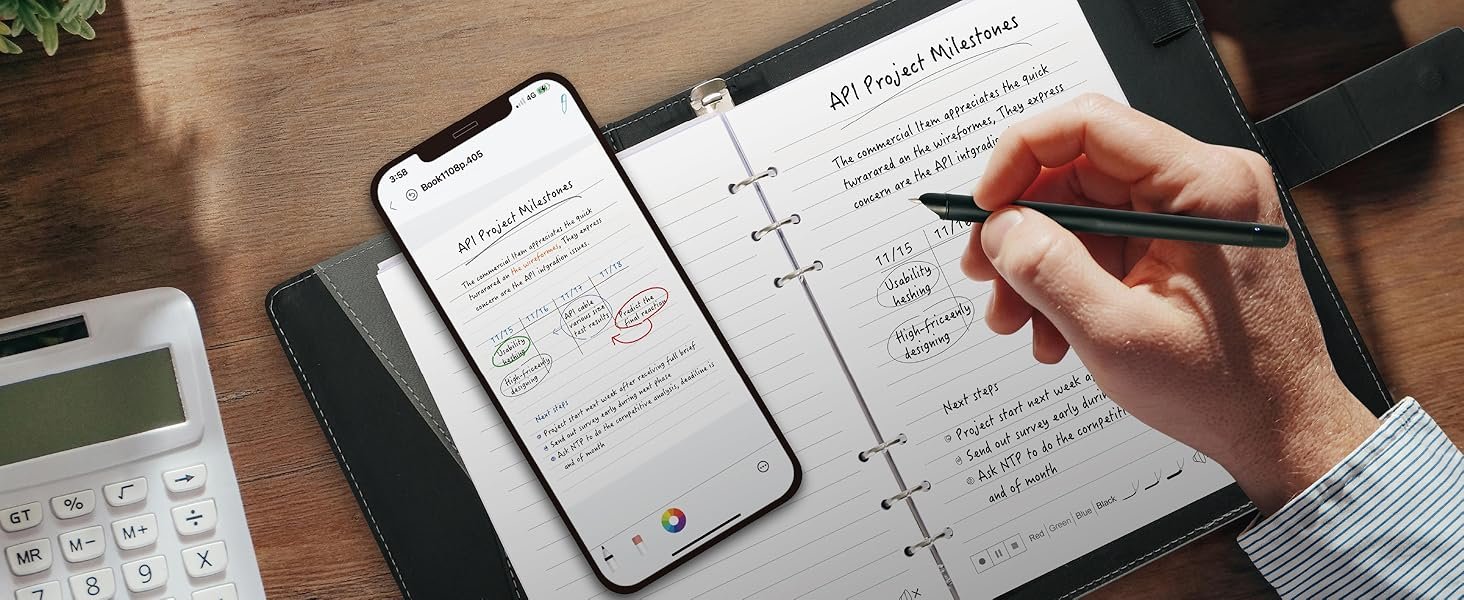 Smart Sync Pen for Note Taking with Notebook and Writing Board.Real-time Sync for Digitizing.Convert to Text.Storing.Sharing Paper Notes via APP on Smartphone/IPAD (Android and iOS)
