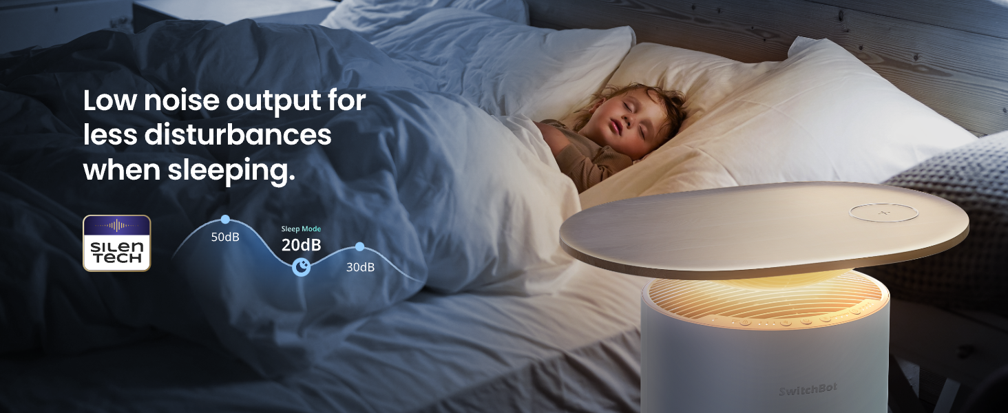 SwitchBot 4 in 1 Air Purifiers Table with Matter, Up to 3620 ft², H13 HEPA Pet Filter, Wireless Charging, Washable Pre-filter, 10 RGB Colors, Work with Apple Home, Alexa, GoogleHome, HomeAssistant