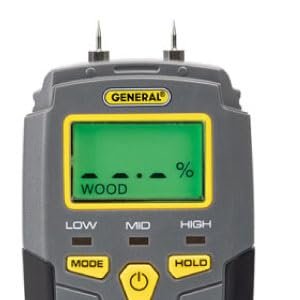 General Tools MMD4E Digital Moisture Meter, Water Leak Detector, Moisture Tester, Pin Type, Backlit LCD Display With Audible and Visual High-Medium-Low Moisture Content Alerts, Grays