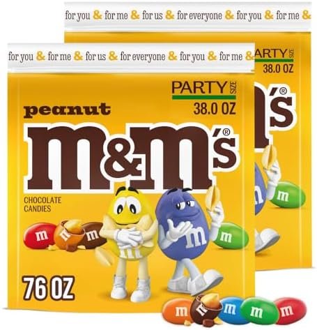M&M'S Peanut Milk Chocolate Candy. Chocolate Candy Bulk. Party Size 38 oz Bag (Pack of 2)