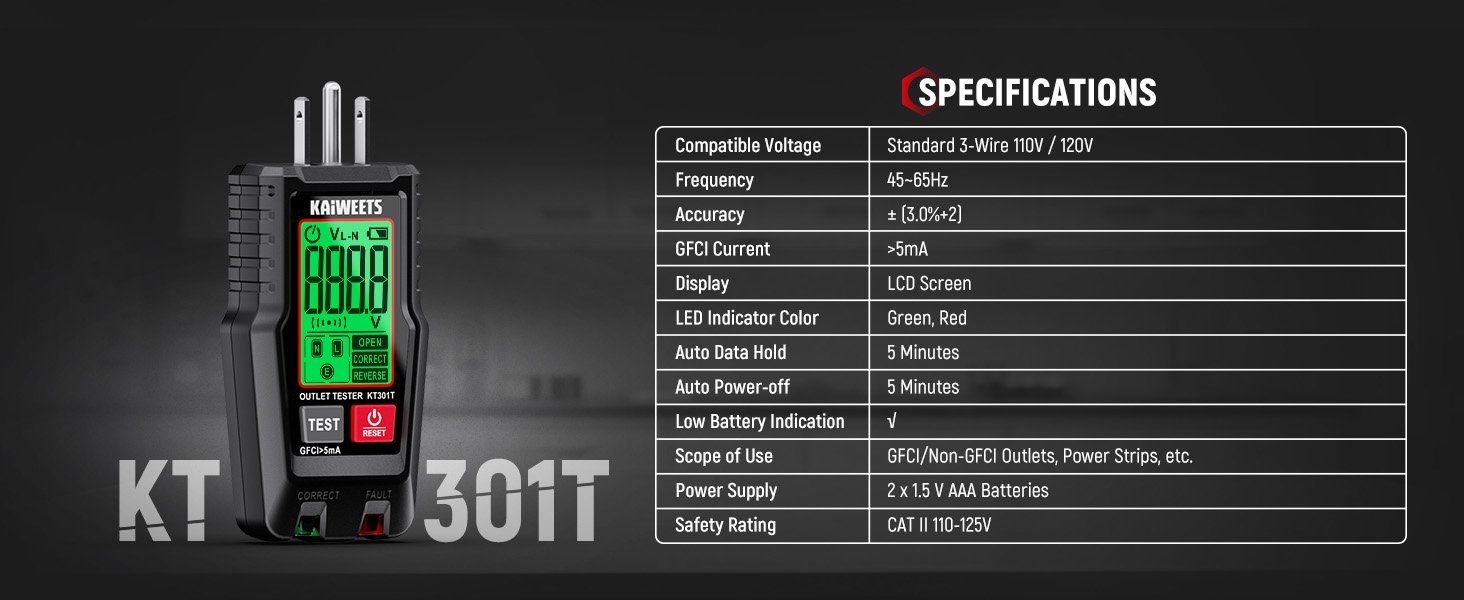 KAIWEETS Electrical Test Kit KIT01, Digital Multimeter, Smart Non-Contact Voltage Tester & GFCI Outlet Tester with LCD, Complete Set with Carrying Case & Batteries for Electrician, DIY & HVAC