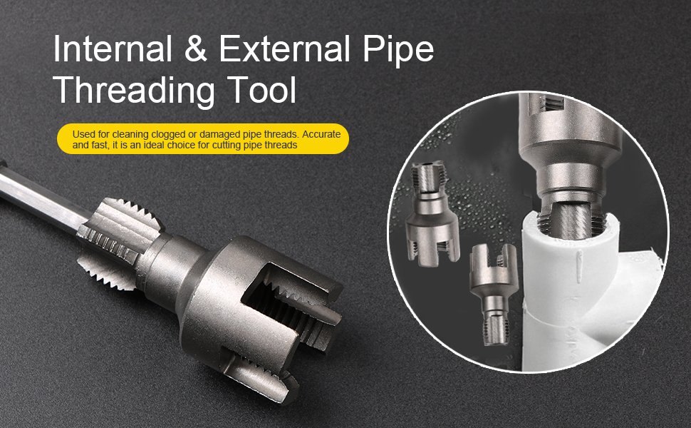 2 in1 Integrated Internal & External Pipe Threading Tool, 2Pcs Dual-Function PVC Pipe Threader Set 1/2