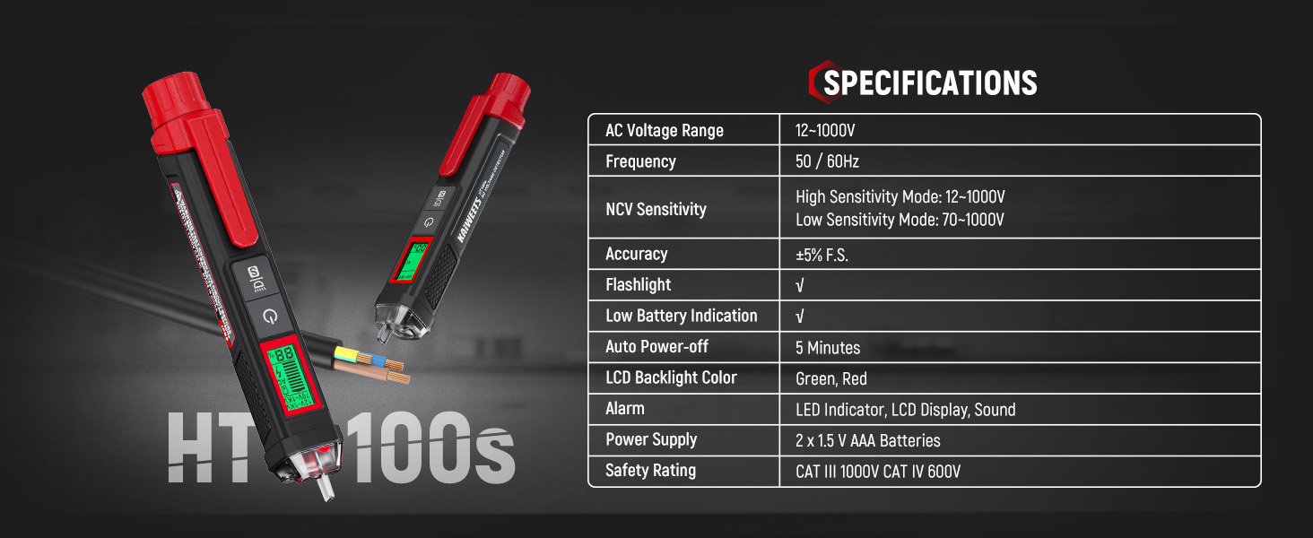KAIWEETS Electrical Test Kit KIT01, Digital Multimeter, Smart Non-Contact Voltage Tester & GFCI Outlet Tester with LCD, Complete Set with Carrying Case & Batteries for Electrician, DIY & HVAC