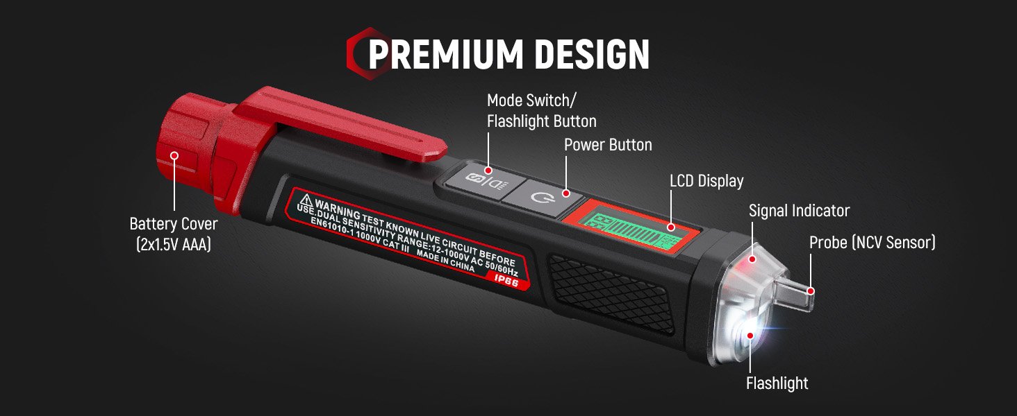 KAIWEETS Electrical Test Kit KIT01, Digital Multimeter, Smart Non-Contact Voltage Tester & GFCI Outlet Tester with LCD, Complete Set with Carrying Case & Batteries for Electrician, DIY & HVAC