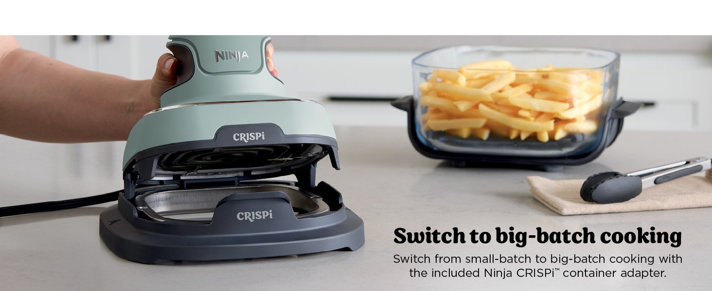 Ninja Crispi 4-in-1 Portable Glass Air Fryer Cooking System. 1500W. 4QT & 6-Cup TempWare Glass Containers with Storage Lids. Microwave. Freezer & Dishwasher Safe. Cyberspace Gray. FN101GY