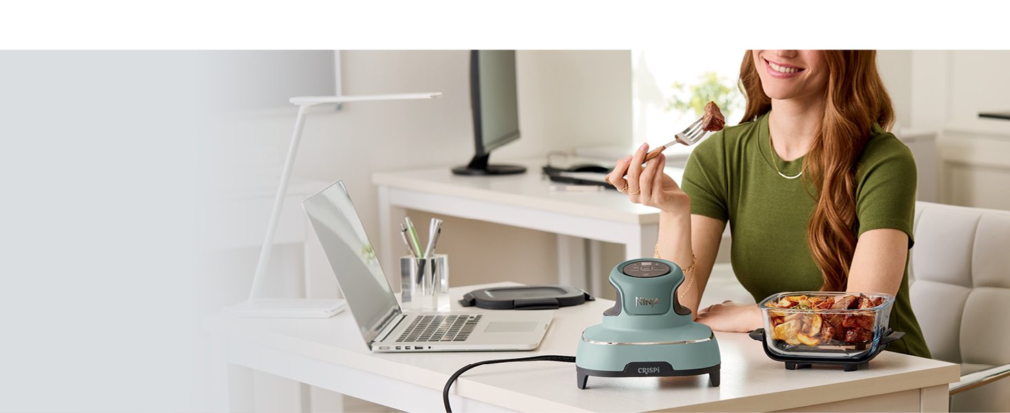 Ninja Crispi 4-in-1 Portable Glass Air Fryer Cooking System. 1500W. 4QT & 6-Cup TempWare Glass Containers with Storage Lids. Microwave. Freezer & Dishwasher Safe. Cyberspace Gray. FN101GY