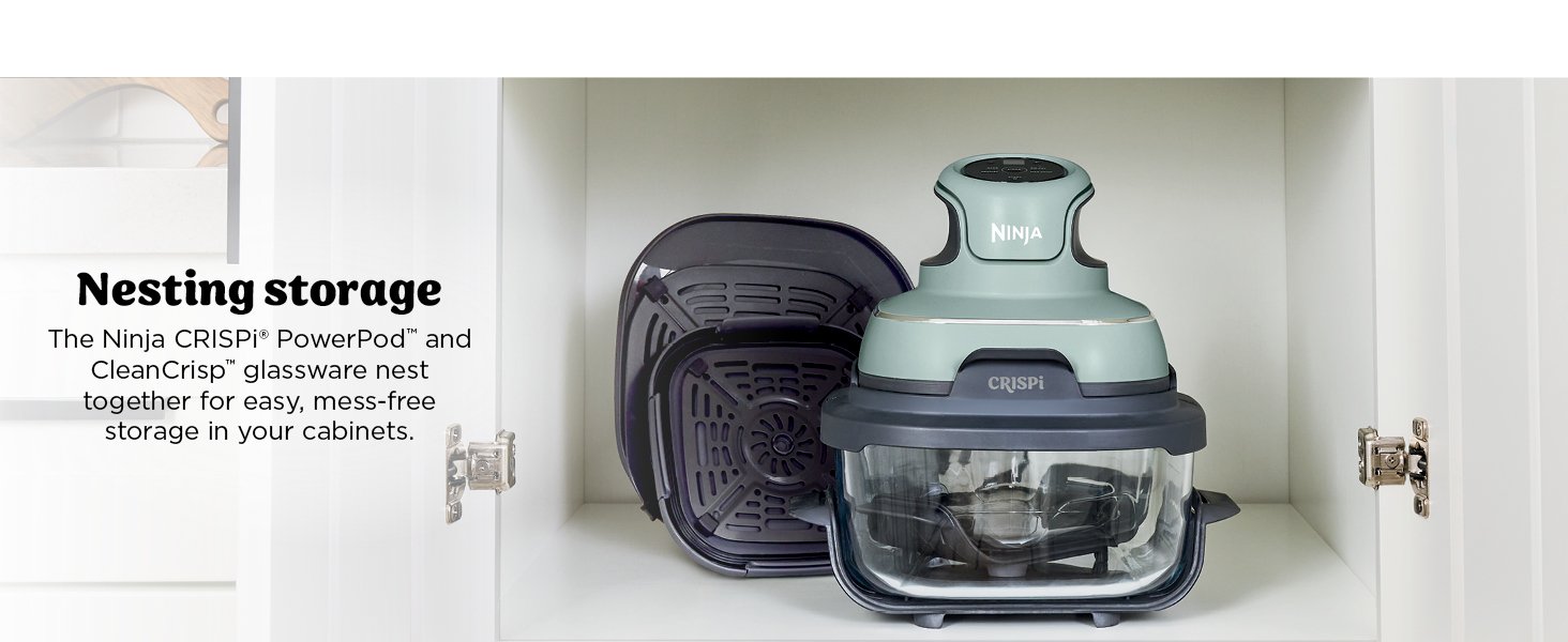 Ninja Crispi 4-in-1 Portable Glass Air Fryer Cooking System. 1500W. 4QT & 6-Cup TempWare Glass Containers with Storage Lids. Microwave. Freezer & Dishwasher Safe. Cyberspace Gray. FN101GY