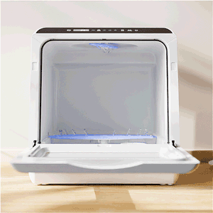 NOVETE Portable Countertop Dishwashers. Compact Dishwashers with 5L Built-in Water Tank & Inlet Hose. 5 Washing Programs. Baby Care. Air-Dry Function and LED Light for Small Apartments