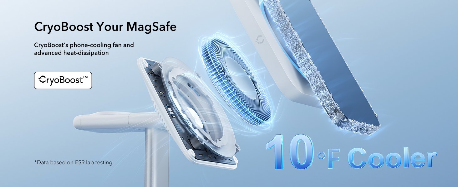 ESR for MagSafe Charger Stand. 3 in 1 Charging Station with CryoBoost. Phone-Cooling Wireless Charging. Qi2 Certified 15W MagSafe Stand. for iPhone 17/16/15/14/13/12. AirPods. Apple Watch. White