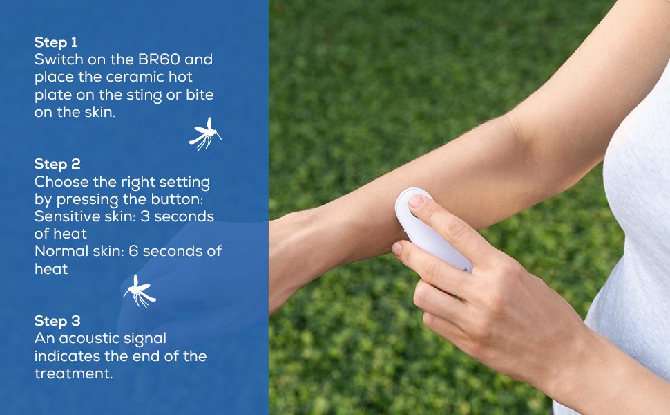 Beurer BR60 Insect Sting and Bite Relief. Bug Bite Healer for Chemical-Free Treatment of Insect Bites. Non-Toxic Natural Relief from Itching and Swelling. for Mosquito Bites