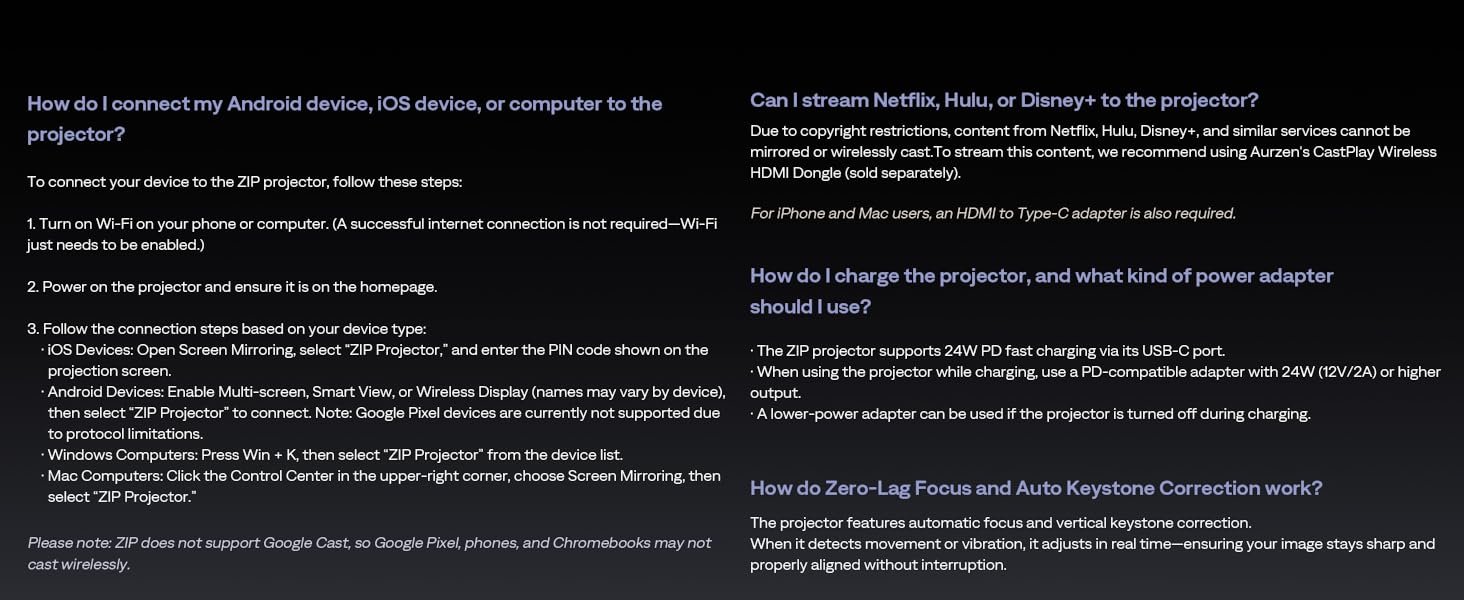 Aurzen ZIP Tri-Fold DLP Truly Mini Projector. Pocket Size. Zero-Lag Focus. One-Click Screen Mirroring. Full-Screen Mode. Type-C Fast Charging. 5.000mAh Battery. Indoor Outdoor Portable Projector.Gold