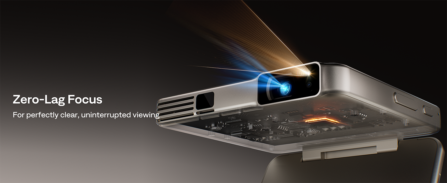 Aurzen ZIP Tri-Fold DLP Truly Mini Projector. Pocket Size. Zero-Lag Focus. One-Click Screen Mirroring. Full-Screen Mode. Type-C Fast Charging. 5.000mAh Battery. Indoor Outdoor Portable Projector.Gold