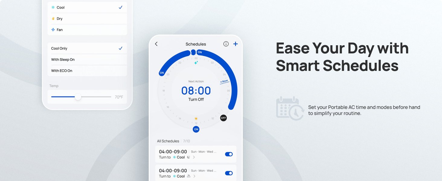 Dreo Portable Air Conditioners. 12.000 BTU AC Unit for Bedroom with Drainage-free Cooling. 46dB Quiet. APP/Voice/Remote. 24h Timer with Fan & Dehumidifier. Smart Standing AC for Room Indoors. AC515S