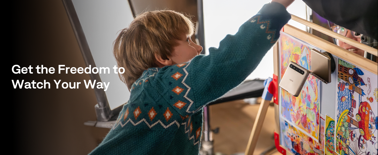 Aurzen ZIP Tri-Fold DLP Truly Mini Projector. Pocket Size. Zero-Lag Focus. One-Click Screen Mirroring. Full-Screen Mode. Type-C Fast Charging. 5.000mAh Battery. Indoor Outdoor Portable Projector.Gold