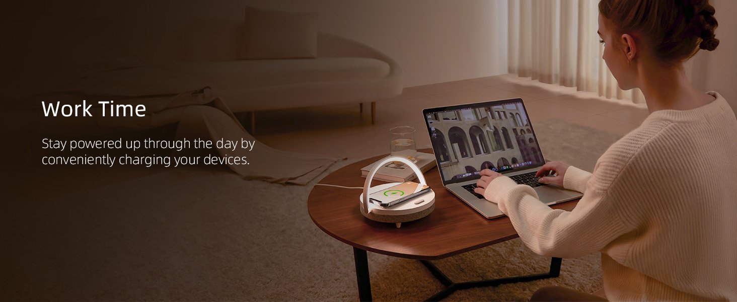 EZVALO Gifts for Women. 4-in-1 Portable Bluetooth Speaker. Bedside Lamp with Wireless Charger. Dimmable Night Light and Phone Holder. Christmas and Birthday Gifts for Teens. Families and Friends