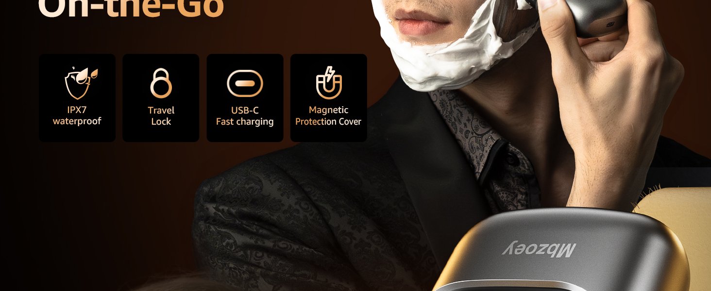 Mini Electric Razor for Man: Electric Foil Shavers for face - IPX7 Waterproof Cordless Razor with LED Display & Fast Charge - Micro-Comb Technology & Upgraded Blades. Carbon Black