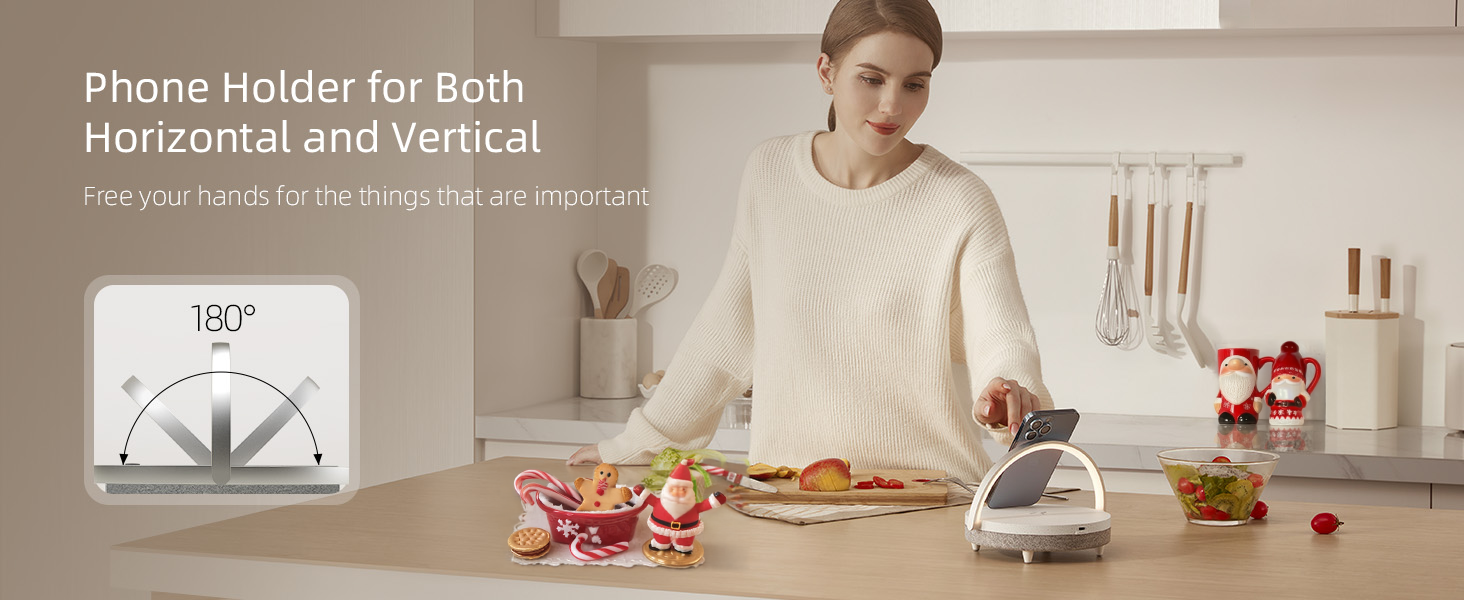 EZVALO Gifts for Women. 4-in-1 Portable Bluetooth Speaker. Bedside Lamp with Wireless Charger. Dimmable Night Light and Phone Holder. Christmas and Birthday Gifts for Teens. Families and Friends