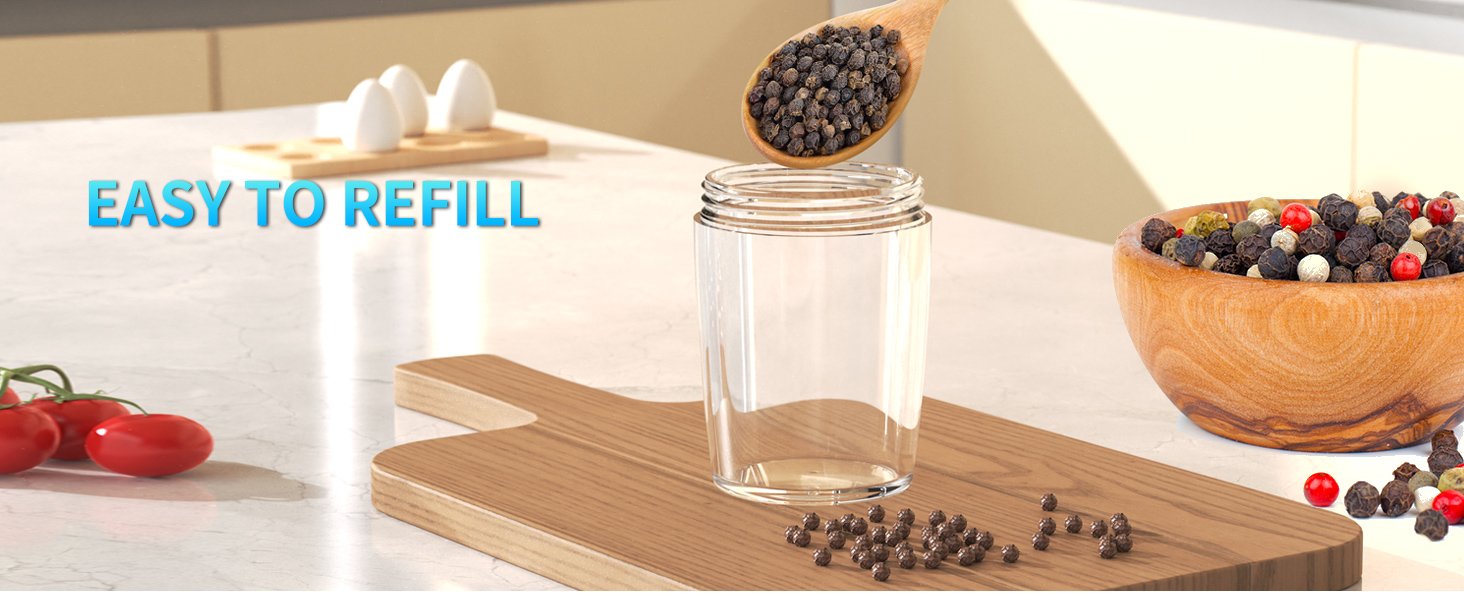 CIRCLE JOY Rechargeable Salt and Pepper Grinder Set Gravity Electric Salt and Pepper Grinder Set. LED Light. Adjustable Coarseness. for Home Kitchen BBQ. Black & White