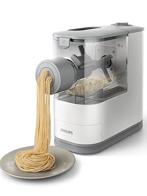Philips Kitchen Appliances Compact Pasta and Noodle Maker. Viva Collection. Comes with 3 Default Classic Pasta Shaping Discs. Fully Automatic. Recipe Book. Small. White (HR2370/05)