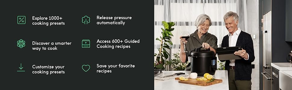 CHEF iQ Smart Pressure Cooker with WiFi and Built-in Scale - Easy-to-Use 10-in-1 Multicooker with 500+ Guided Recipes - Rice Cooker. Slow Cooker. Instant Meals for Foodies - 6 Quart - Family Size