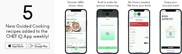 CHEF iQ Smart Pressure Cooker with WiFi and Built-in Scale - Easy-to-Use 10-in-1 Multicooker with 500+ Guided Recipes - Rice Cooker. Slow Cooker. Instant Meals for Foodies - 6 Quart - Family Size